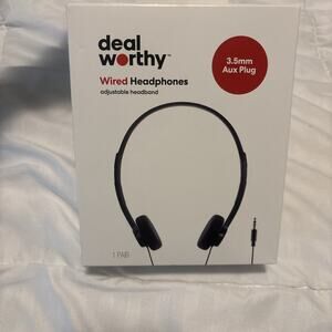 NWT Deal Worthy Wired Adjustable Headphones 3.5mm Aux Plug NIB